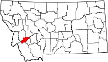 Map of Montana highlighting Deer Lodge County