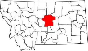 Map of Montana highlighting Fergus County