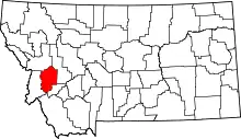 Map of Montana highlighting Granite County