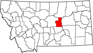 Map of Montana highlighting Petroleum County