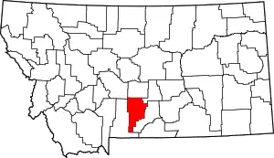 Map of Montana highlighting Sweet Grass County