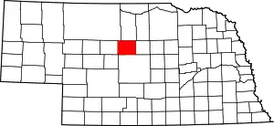 Map of Nebraska highlighting Blaine County