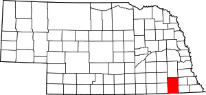 State map highlighting Gage County