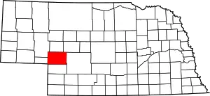 Map of Nebraska highlighting Keith County