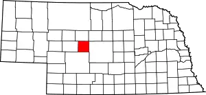 Map of Nebraska highlighting Logan County