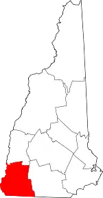 Map of New Hampshire highlighting Cheshire County