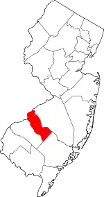 Map of New Jersey highlighting Camden County