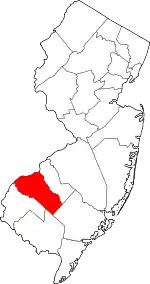 Map of New Jersey highlighting Gloucester County