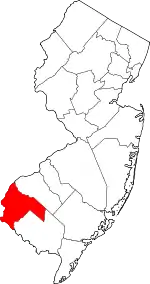 Map of New Jersey highlighting Salem County