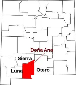 State map highlighting Doña Ana County