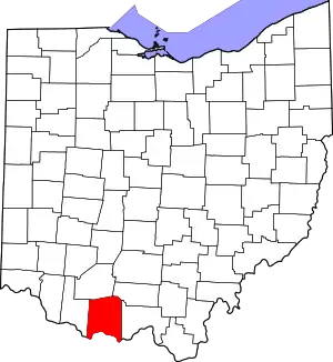 State map highlighting Adams County