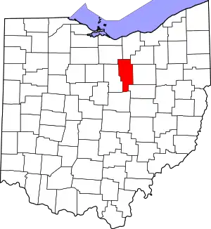 State map highlighting Ashland County