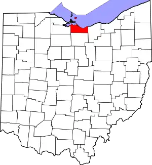 Map of Ohio highlighting Erie County