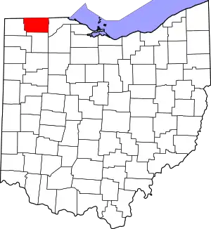 Map of Ohio highlighting Fulton County