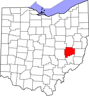 Map of Ohio highlighting Guernsey County