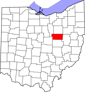 Map of Ohio highlighting Holmes County