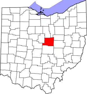 Map of Ohio highlighting Knox County