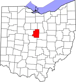 Map of Ohio highlighting Morrow County