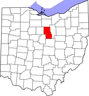 Map of Ohio highlighting Richland County