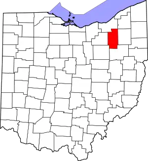 Map of Ohio highlighting Summit County