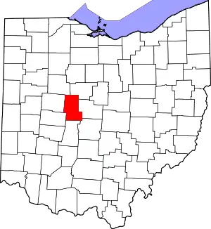 Map of Ohio highlighting Union County