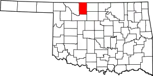 Map of Oklahoma highlighting Alfalfa County