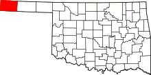 Map of Oklahoma highlighting Cimarron County