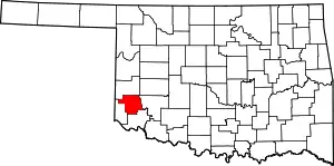 Map of Oklahoma highlighting Greer County