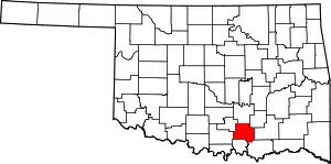 Map of Oklahoma highlighting Johnston County