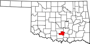 Map of Oklahoma highlighting Murray County