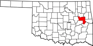 State map highlighting Muskogee County