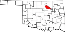 Map of Oklahoma highlighting Pawnee County