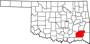 State map highlighting Pushmataha County