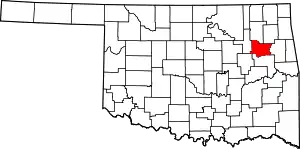 State map highlighting Wagoner County