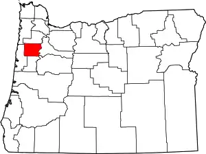 Map of Oregon highlighting Polk County