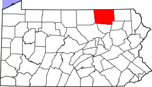 State map highlighting Bradford County