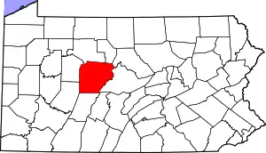 Location of Clearfield County in Pennsylvania