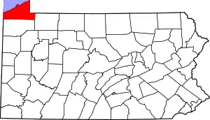 State map highlighting Erie County