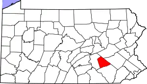 Map of Pennsylvania highlighting Lebanon County