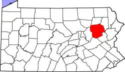 State map highlighting Luzerne County