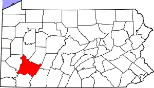 State map highlighting Westmoreland County