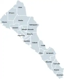 Map of the municipalities of Sinaloa