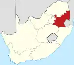 Map indicating the extent of Mpumalanga within the Republic of South Africa