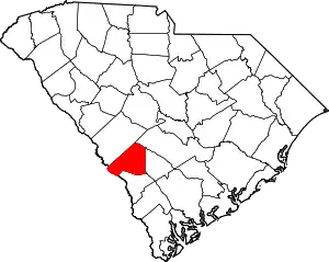 Map of South Carolina highlighting Barnwell County