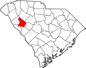 State map highlighting Greenwood County