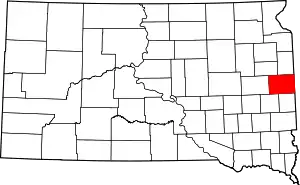 Map of South Dakota highlighting Brookings County