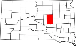 Map of South Dakota highlighting Hand County