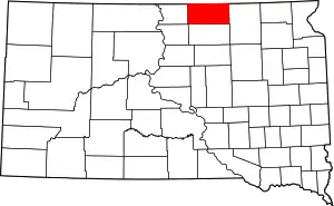 Map of South Dakota highlighting McPherson County