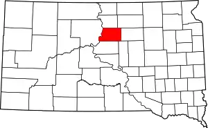 Map of South Dakota highlighting Potter County