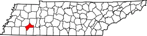 Map of Tennessee highlighting Chester County